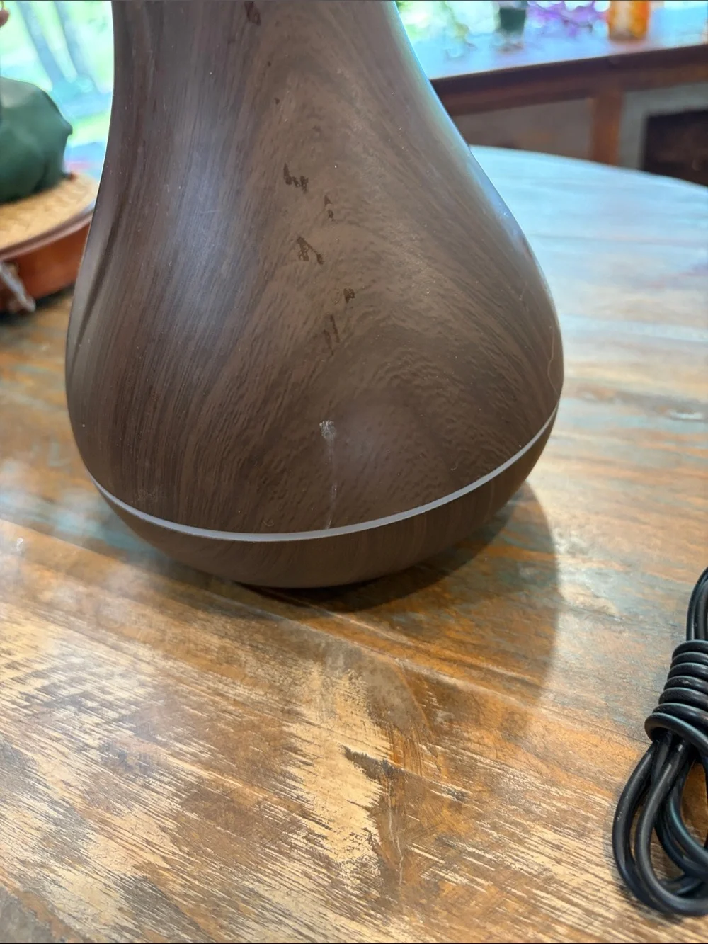 Wood Grain Tulip Ultrasonic Diffuser - Dark Brown